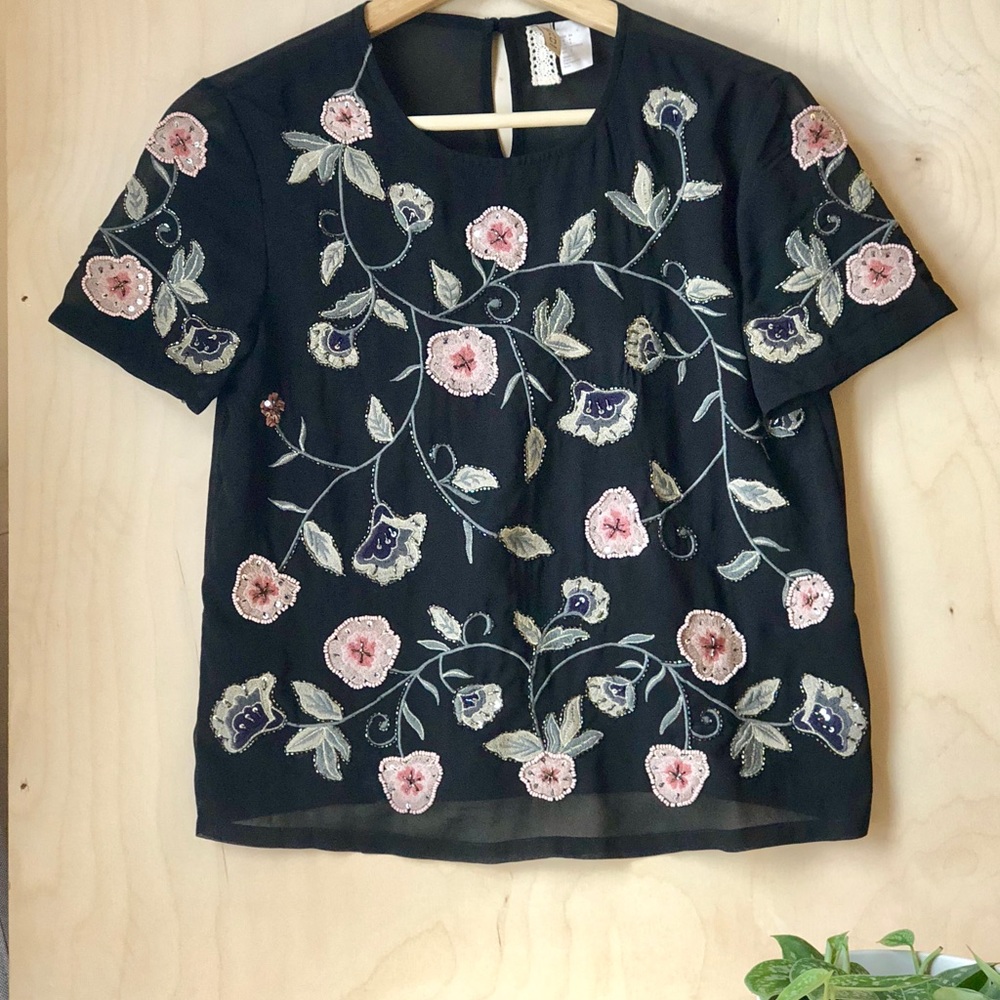 H&M sheer floral blouse